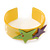 Yellow Acrylic Cuff Bracelet With Crystal Double Star Motif (Purple, Light Green) - 19cm L - view 6