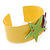 Yellow Acrylic Cuff Bracelet With Crystal Double Star Motif (Purple, Light Green) - 19cm L - view 7