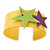 Yellow Acrylic Cuff Bracelet With Crystal Double Star Motif (Purple, Light Green) - 19cm L - view 5