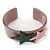 Beige Acrylic Cuff Bracelet With Crystal Double Star Motif (Pink, Dark Green) - 19cm L - view 4