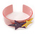 Light Pink Acrylic Cuff Bracelet With Crystal Double Star Motif (Purple, Yellow) - 19cm L - view 6