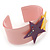 Light Pink Acrylic Cuff Bracelet With Crystal Double Star Motif (Purple, Yellow) - 19cm L - view 5