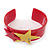 Deep Pink Acrylic Cuff Bracelet With Crystal Double Star Motif (Deep Pink, Yellow) - 19cm L - view 5