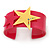 Deep Pink Acrylic Cuff Bracelet With Crystal Double Star Motif (Deep Pink, Yellow) - 19cm L - view 2