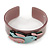 Beige, Pink, Light Blue Acrylic, Austrian Crystal Dove Cuff Bracelet - 19cm L - view 2