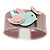 Beige, Pink, Light Blue Acrylic, Austrian Crystal Dove Cuff Bracelet - 19cm L - view 6