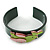 Dark Green, Pink, Salad Green Acrylic, Austrian Crystal Dove Cuff Bracelet - 19cm L - view 6