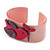 Light Pink, Magenta, Purple Acrylic, Austrian Crystal Dove Cuff Bracelet - 19cm L - view 7