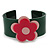 Dark Green, Light Pink, Deep Pink 'Modern Flower' Acrylic Cuff Bracelet - 19cm L
