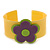 Yellow, Purple, Light Green 'Modern Flower' Acrylic Cuff Bracelet - 19cm L