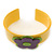 Yellow, Purple, Light Green 'Modern Flower' Acrylic Cuff Bracelet - 19cm L - view 3