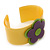Yellow, Purple, Light Green 'Modern Flower' Acrylic Cuff Bracelet - 19cm L - view 6