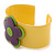 Yellow, Purple, Light Green 'Modern Flower' Acrylic Cuff Bracelet - 19cm L - view 7
