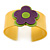 Yellow, Purple, Light Green 'Modern Flower' Acrylic Cuff Bracelet - 19cm L - view 2
