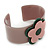 Beige, Light Pink, Dark Green 'Modern Flower' Acrylic Cuff Bracelet - 19cm L - view 5