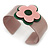 Beige, Light Pink, Dark Green 'Modern Flower' Acrylic Cuff Bracelet - 19cm L - view 3