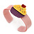 Light Pink, Purple, Yellow Acrylic, Austrian Crystal Cupcake Cuff Bracelet - 19cm L - view 7