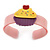 Light Pink, Purple, Yellow Acrylic, Austrian Crystal Cupcake Cuff Bracelet - 19cm L - view 2