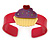 Deep Pink, Yellow, Purple Acrylic, Austrian Crystal Cupcake Cuff Bracelet - 19cm L - view 2