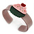 Beige, Light Pink, Dark Green Acrylic, Austrian Crystal Cupcake Cuff Bracelet - 19cm L - view 6
