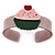 Beige, Light Pink, Dark Green Acrylic, Austrian Crystal Cupcake Cuff Bracelet - 19cm L - view 7
