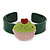Dark Green, Light Pink, Light Green Acrylic, Austrian Crystal Cupcake Cuff Bracelet - 19cm L
