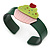 Dark Green, Light Pink, Light Green Acrylic, Austrian Crystal Cupcake Cuff Bracelet - 19cm L - view 3