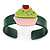 Dark Green, Light Pink, Light Green Acrylic, Austrian Crystal Cupcake Cuff Bracelet - 19cm L - view 2