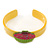 Yellow, Light Green, Deep Pink Acrylic, Austrian Crystal Cupcake Cuff Bracelet - 19cm L - view 4