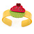 Yellow, Light Green, Deep Pink Acrylic, Austrian Crystal Cupcake Cuff Bracelet - 19cm L - view 2
