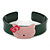 Dark Green, Pink Acrylic 'Kitty' Cuff Bracelet - 19cm L - view 6