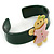 Dark Green, Pink, Yellow Crystal Acrylic 'Gingerbread Girl' Cuff Bracelet - 19cm L - view 4