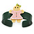 Dark Green, Pink, Yellow Crystal Acrylic 'Gingerbread Girl' Cuff Bracelet - 19cm L - view 3