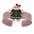 Beige, Pink, Dark Green Crystal Acrylic 'Gingerbread Girl' Cuff Bracelet - 19cm L - view 2
