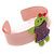 Light Pink, Purple, Light Green Crystal Acrylic 'Gingerbread Girl' Cuff Bracelet - 19cm L - view 4
