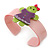 Light Pink, Purple, Light Green Crystal Acrylic 'Gingerbread Girl' Cuff Bracelet - 19cm L - view 3