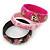 PINK COOKIE IN BOX Set Of Three Deep Pink, Black, Light Pink, Acrylic Slip-On Bangles - 18cm L - view 2