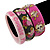 PINK COOKIE IN BOX Set Of Three Deep Pink, Black, Light Pink, Acrylic Slip-On Bangles - 18cm L - view 3
