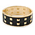 Black Enamel Studded Hinged Bangle Bracelet In Gold Tone - 18cm L - view 3