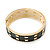 Black Enamel Studded Hinged Bangle Bracelet In Gold Tone - 18cm L - view 4