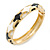 Black, White Enamel, Crystal Hinged Bangle Bracelet In Gold Tone - 18cm L - view 2
