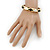 Black, White Enamel, Crystal Hinged Bangle Bracelet In Gold Tone - 18cm L - view 3