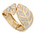 Magnolia Coloured Enamel 'Leaf' Hinged Bangle In Gold Plated Metal - 18cm Length - view 4
