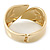 Magnolia Coloured Enamel 'Leaf' Hinged Bangle In Gold Plated Metal - 18cm Length - view 5