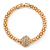 Gold Tone Mesh Flex Bracelet With 18mm Crystal Ball - All Sizes - view 6