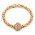 Gold Tone Mesh Flex Bracelet With 18mm Crystal Ball - All Sizes