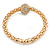 Gold Tone Mesh Flex Bracelet With 18mm Crystal Ball - All Sizes - view 7