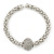 Silver Tone Mesh Flex Bracelet With 18mm Crystal Ball - All Sizes - view 6