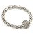 Silver Tone Mesh Flex Bracelet With 18mm Crystal Ball - All Sizes