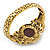 Vintage Inspired Citrine Crystal Cameo Hinged Bangle Bracelet In Burnt Gold Tone - 19cm L - view 4
